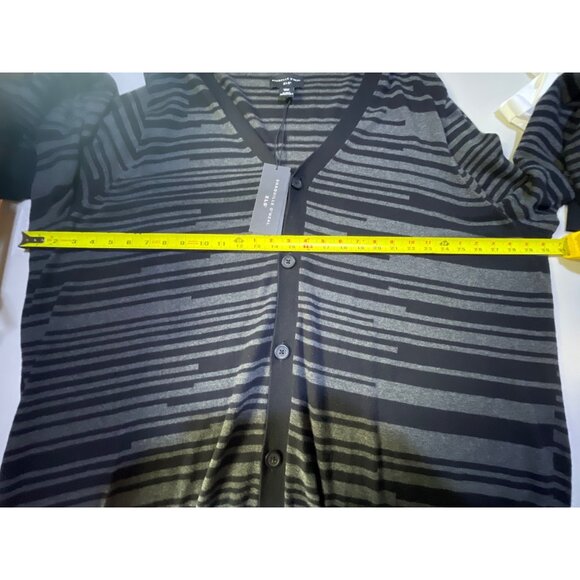 Shaquille O'Neal Mens Size 4XLT  Button Front Cardigan Black Linear Stripe - Picture 5 of 10